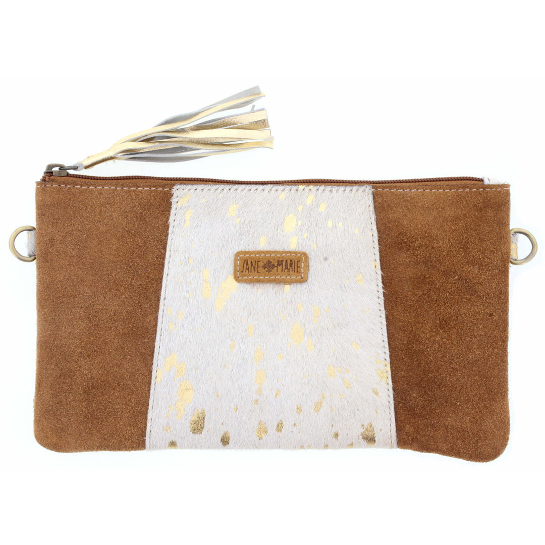 Jane Marie Mable Crossbody, White & Gold