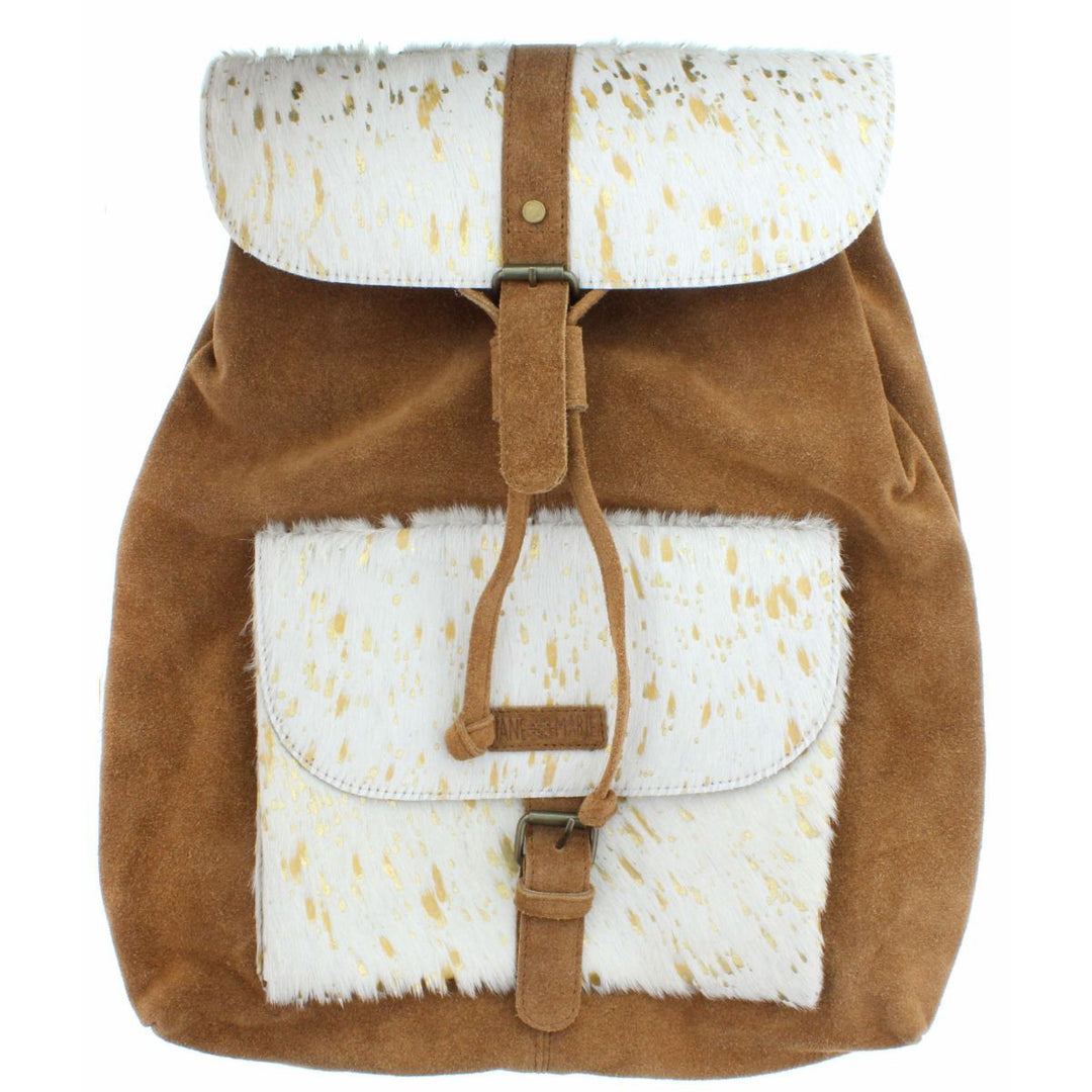 Jane Marie Mable Backpack, White & Gold