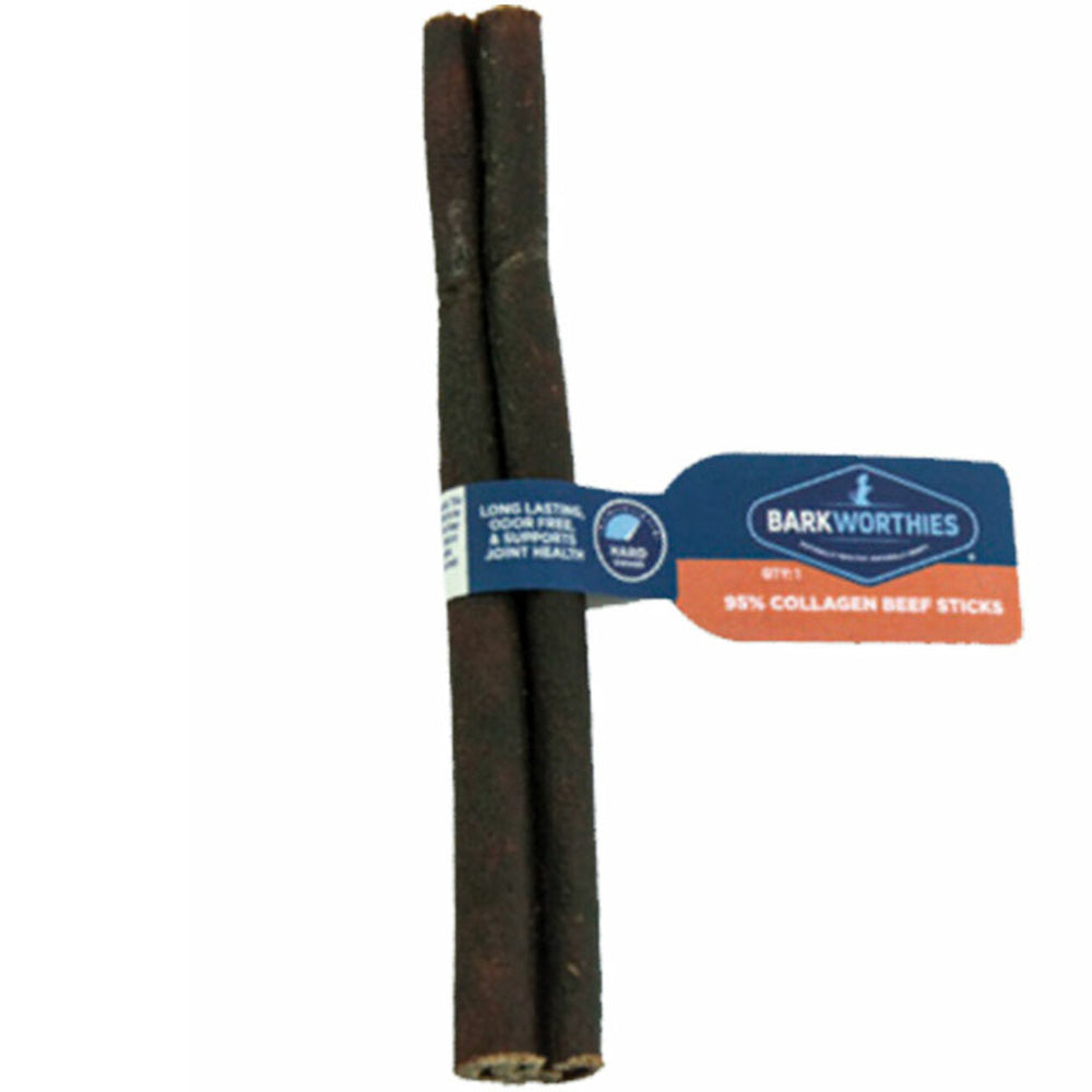 Barkworthies Grain-Free 95% Collagen Beef Stick with Peanut Butter Flavor, 6"