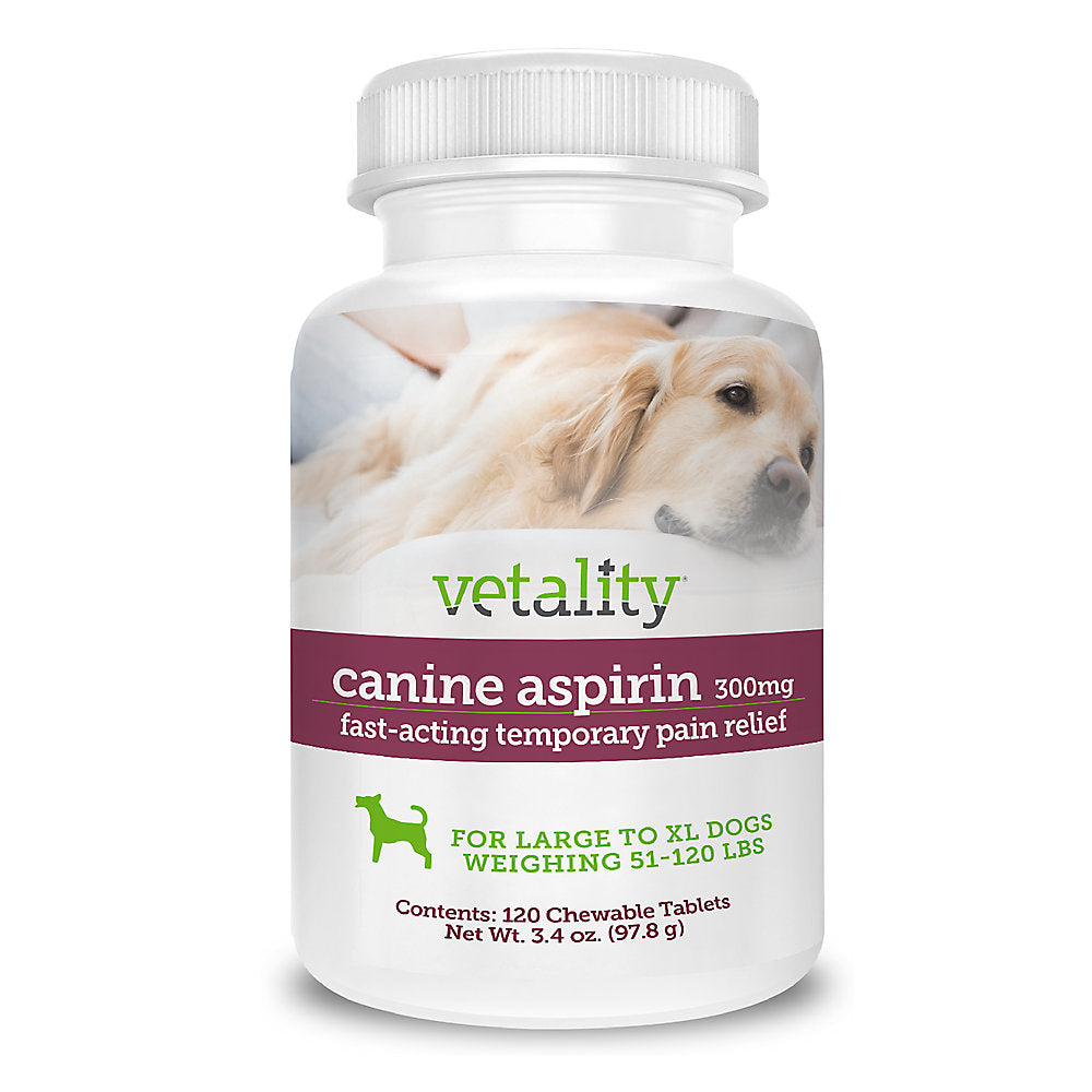 Vetality Canine Aspirin for Large-XL Dogs 300mg, 120 Count