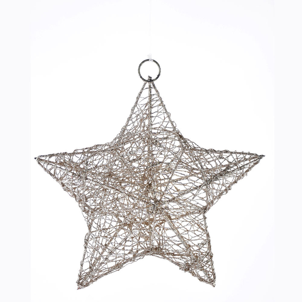 Star Wire Mesh Ornament, Champagne ,9"