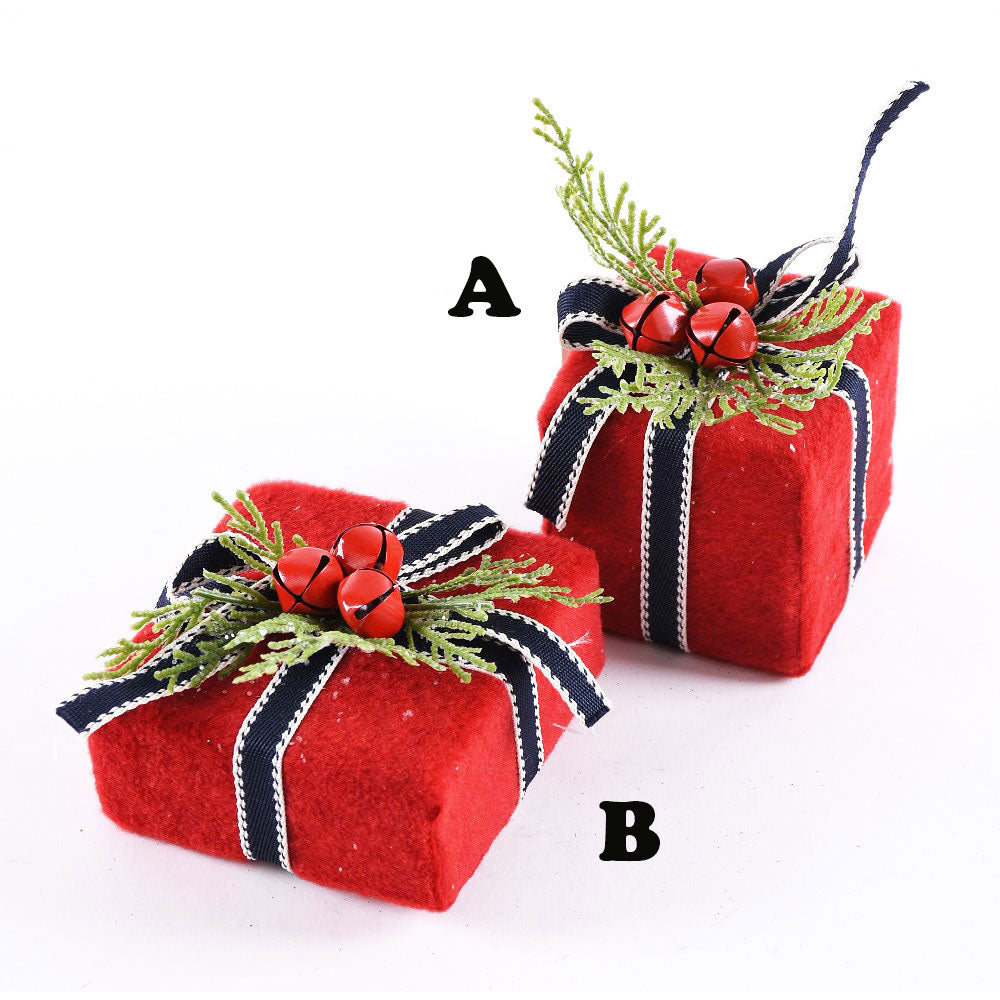 Direct Export, Felt Gift Box Ornament, Assorted and Sold Separately, Red/Blue, 5"L
