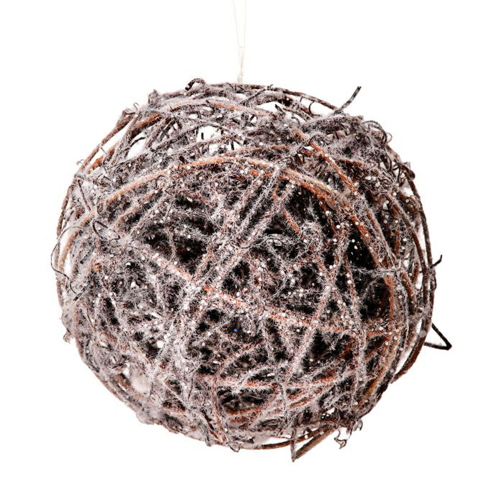 Frosted Vine Ball Ornament, Brown, 5"