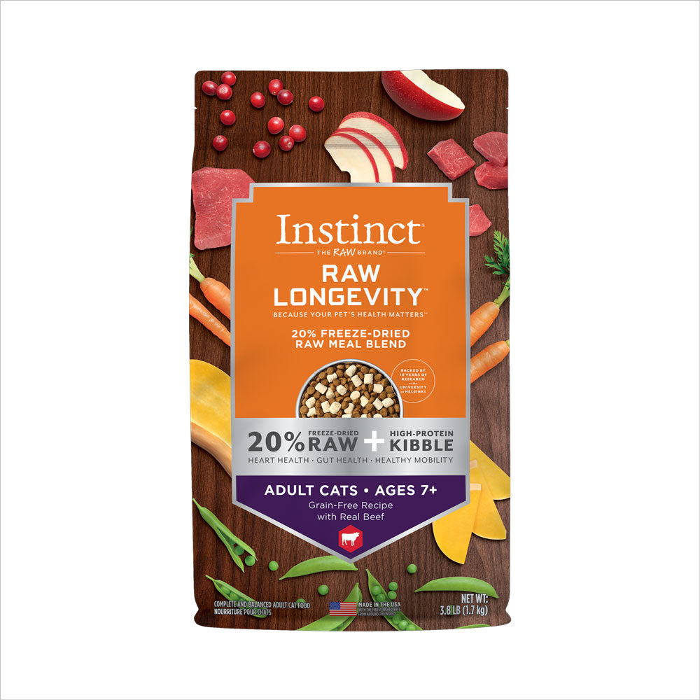 Instinct, Raw Longevity, Freeze Dried Beef Senior Cat, 3.8lb