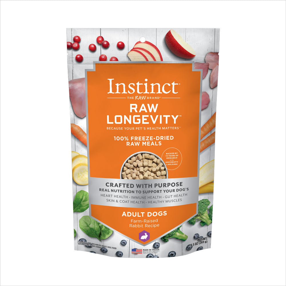 Instinct, Raw Longevity, Freeze Dried Rabbit, Dog, 9.5oz