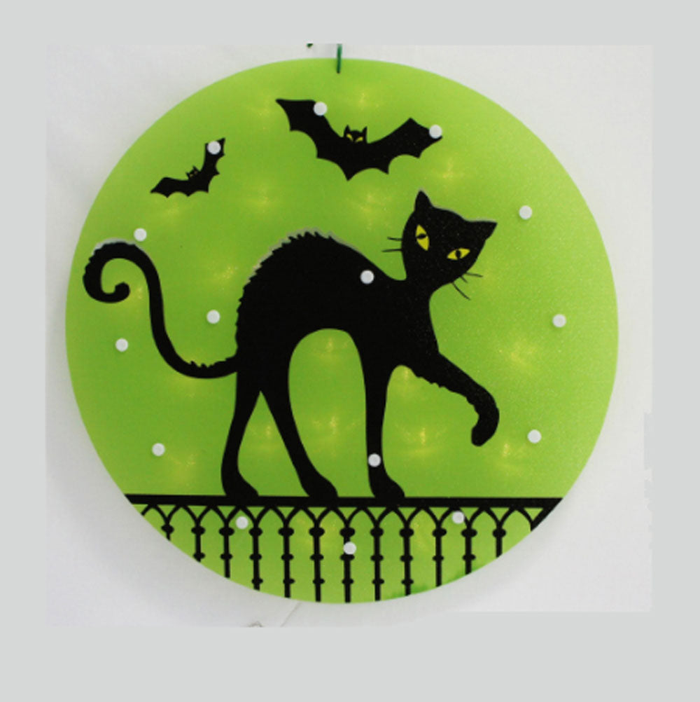 Sienna Halloween, Black Cat, Glazed Plaque, 13"H