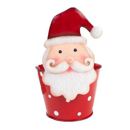 Santa Metal Planter, 6.75" D