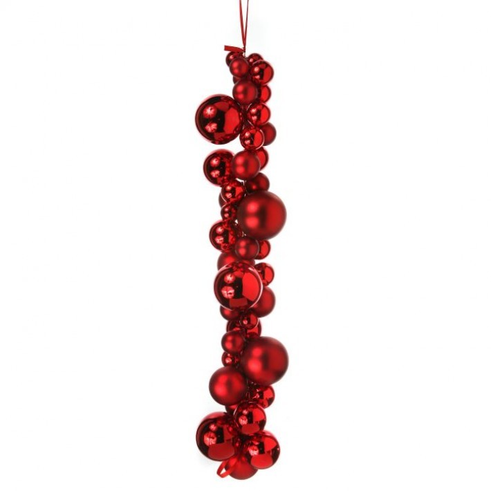 Regency International Ball Ornaments Swag, Matt/Shiny Red, 36" Long