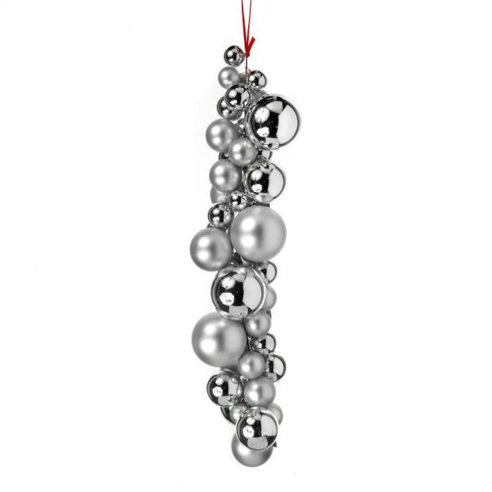 Regency International Ball Ornaments Swag, Matt/Shiny Silver, 36" Long