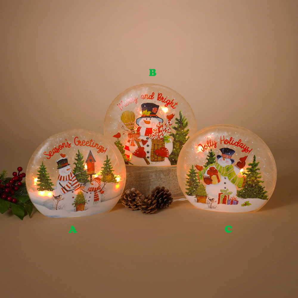 Gerson Luminary Globe w/ Snowman, Electric, Assorted Sold Individually