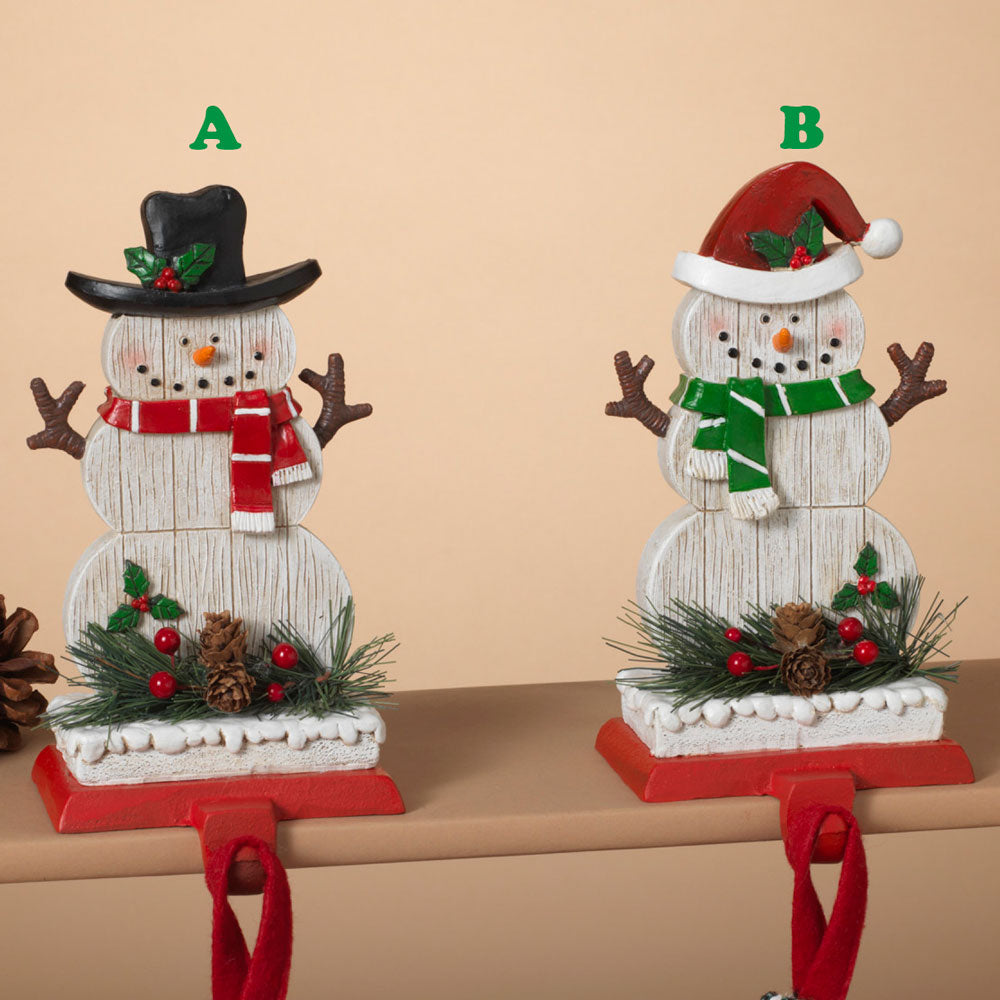 Gerson Snowman Stocking Holder w/Pine/Berry, Assorted Sold Individually