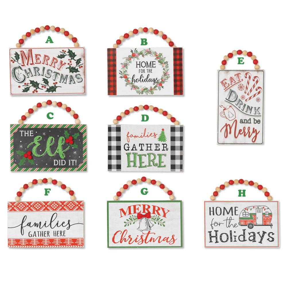 Gerson Holiday Wooden Hanging Sign, 7.8", Assorted Sold Individually