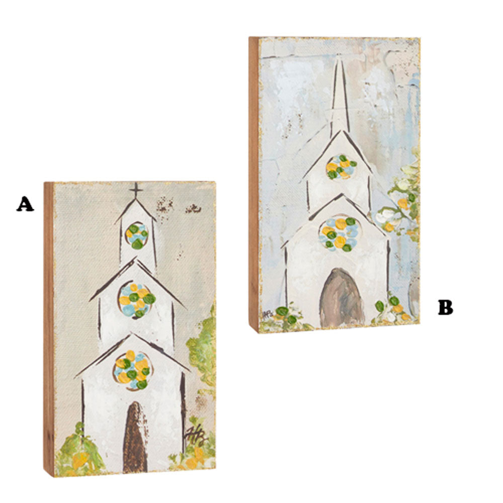 Raz Imports, Church Block, Assorted Styles, Sold Separately, Wood, Cream, 14"