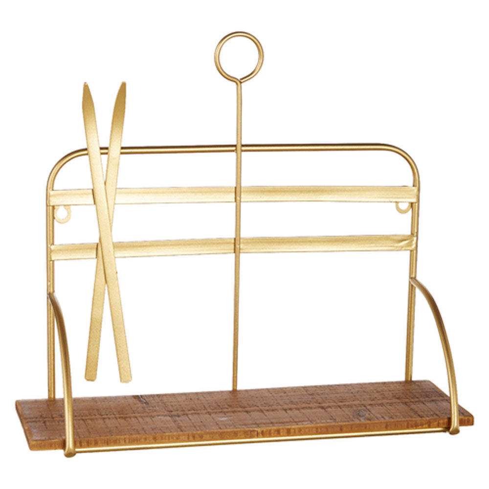 INVETNORY ISSUE Raz Imports, Gold Ski Lift Ornament, Wood/Iron, 15.75"H