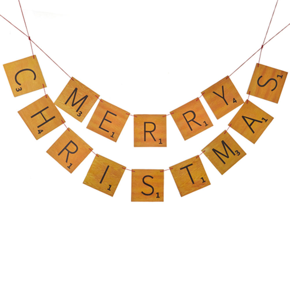 Raz Imports, 4' Holiday Game Letter Garland, Foam/Paper/Polyester, Wood (Color), 4'L