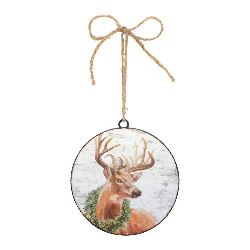 Melrose International Deer Disc Ornament, Iron, Brown, 5.75"H