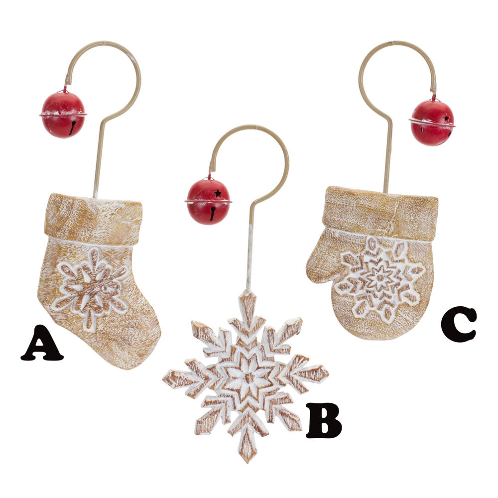 Melrose International Stocking/Mitten/Snowflake Ornament, Sold Separately, Cream, 7.5"H-8.5"H