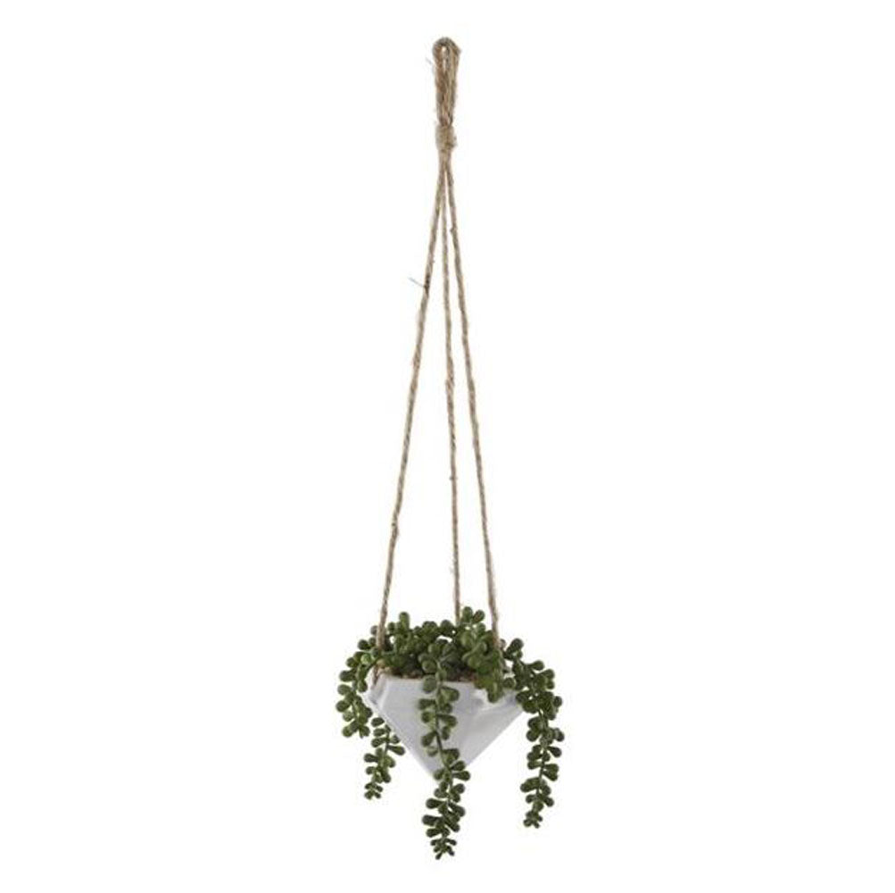 Flora Bunda, Hanging Geo Planter, 4.5", White