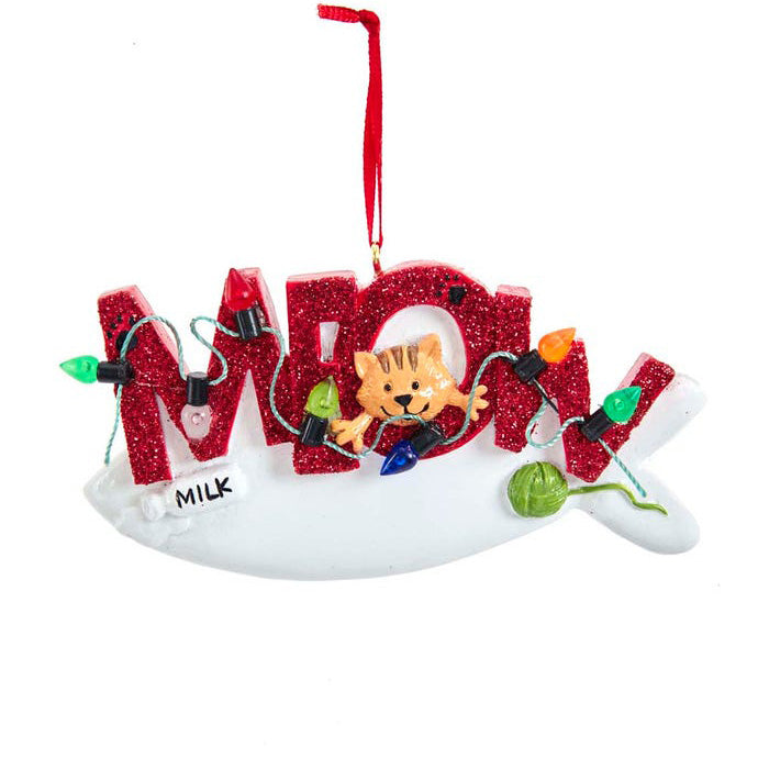 Kurt Adler "Meow" Cat Ornament For Personalization, 2.25"