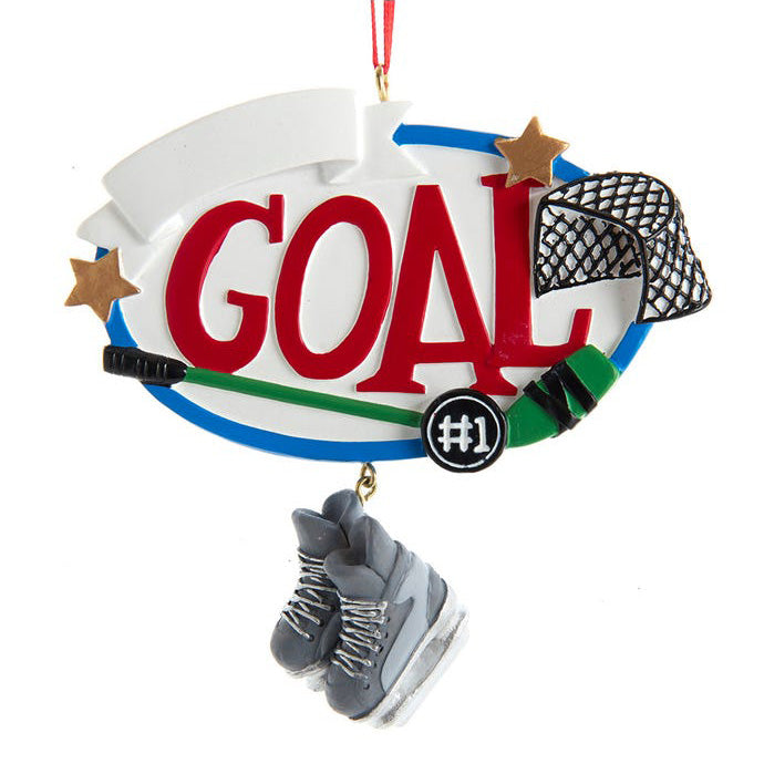 Kurt Adler Ice Hockey "Goal" Ornament For Personalization, 4.25"