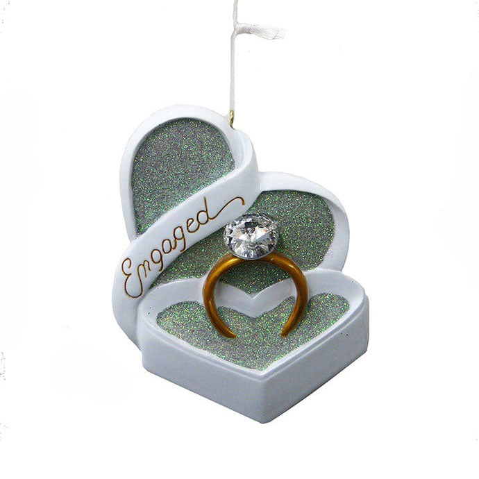 Kurt Adler Engagement Ring Ornament For Personalization, 4"