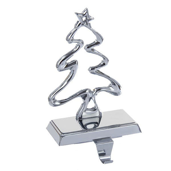Kurt Adler Silver Metal Christmas Tree Stocking Hanger, 7.5"