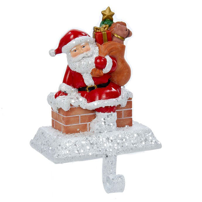 Kurt Adler Santa With Gift Box Stocking Hanger, 6.5"