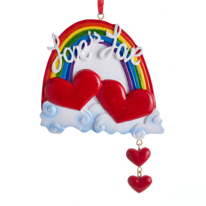 Kurt Adler "Love Is Love" Rainbow Ornament For Personalization, 3.75"
