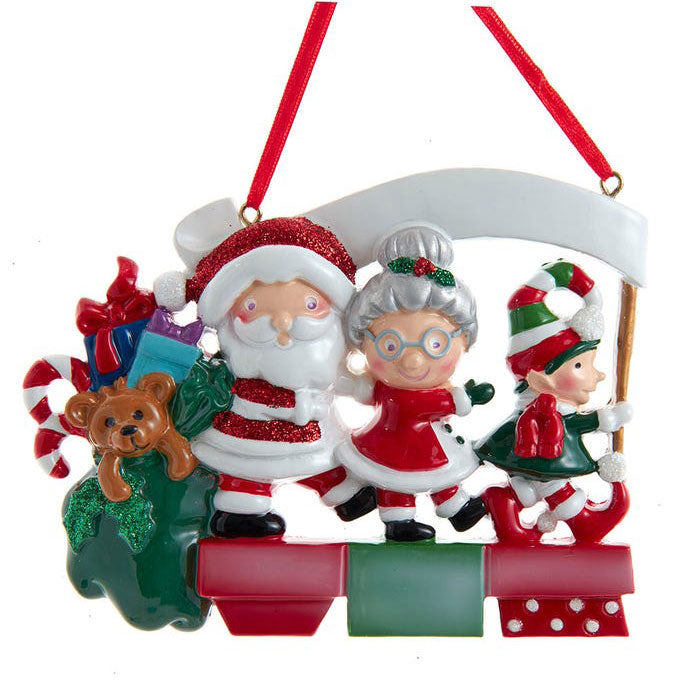 Kurt Adler Santa Family Of 3 Ornament For Personalization, 4.6"