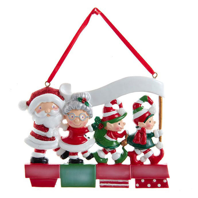 Kurt Adler Santa Family Of 4 Ornament For Personalization, 4.6"