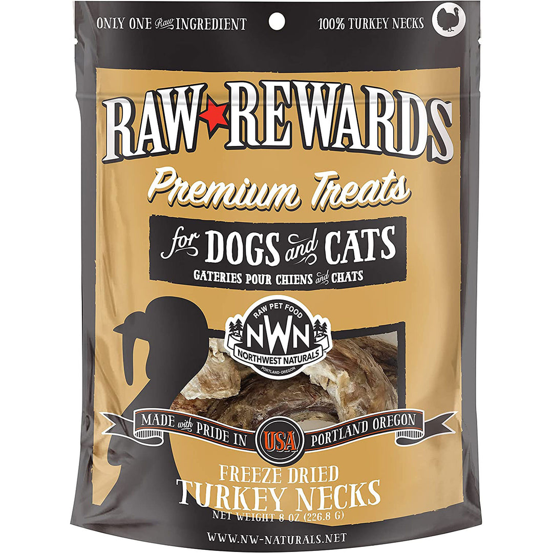 Northwest Naturals Raw Rewards Dog & Cat Treats, 4 Freeze-Dried Turkey Necks, 8 oz.
