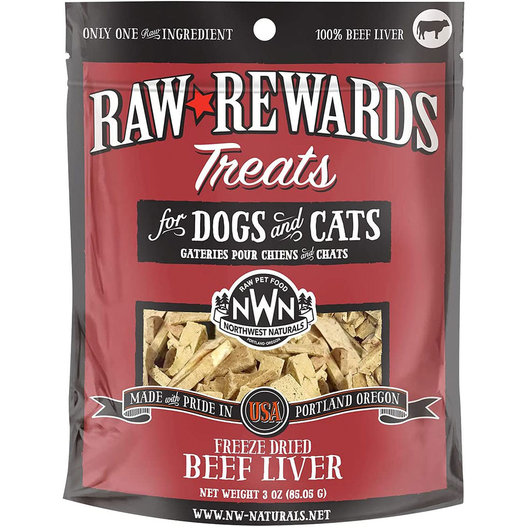 Northwest Naturals Raw Rewards Dog & Cat Treats, Freeze-Dried Beef Liver, 3 oz.