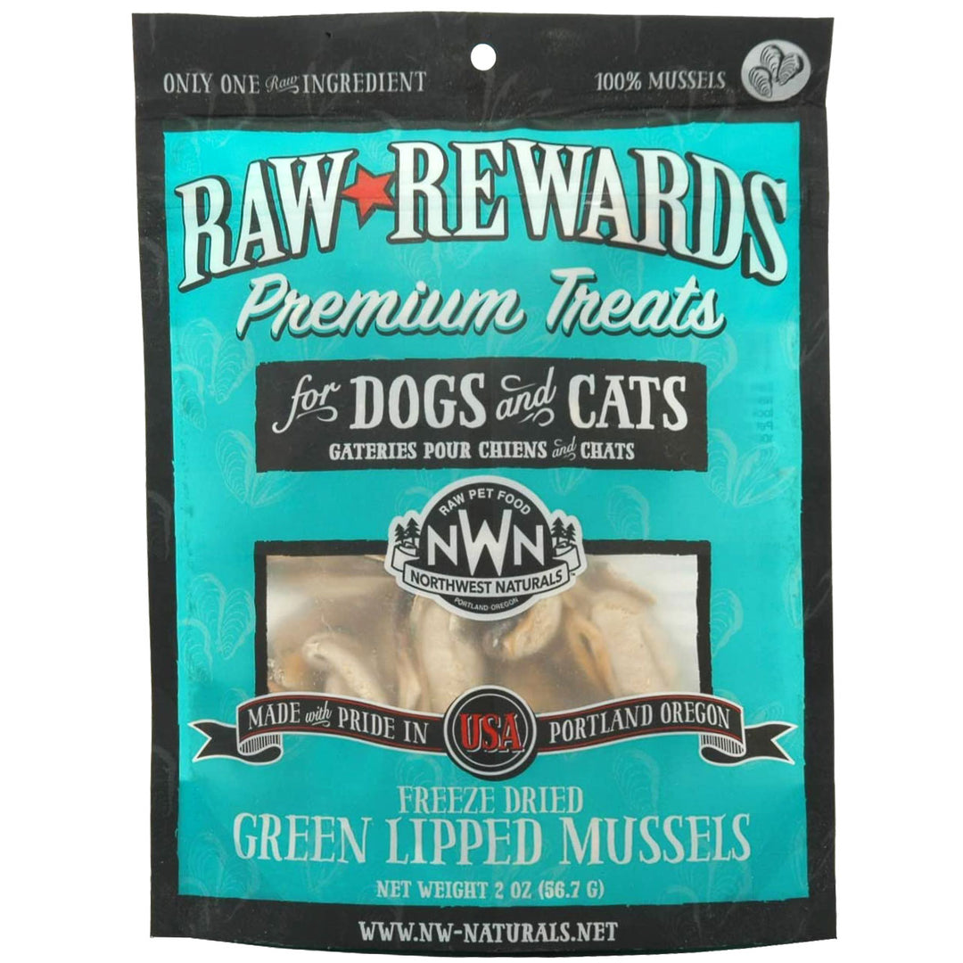 Northwest Naturals Raw Rewards Dog & Cat Treats, Freeze-Dried Green Lipped Muscles, 2 oz.