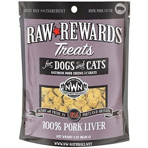 Northwest Naturals Raw Rewards Dog & Cat Treats, Freeze-Dried Pork Liver, 3 oz.