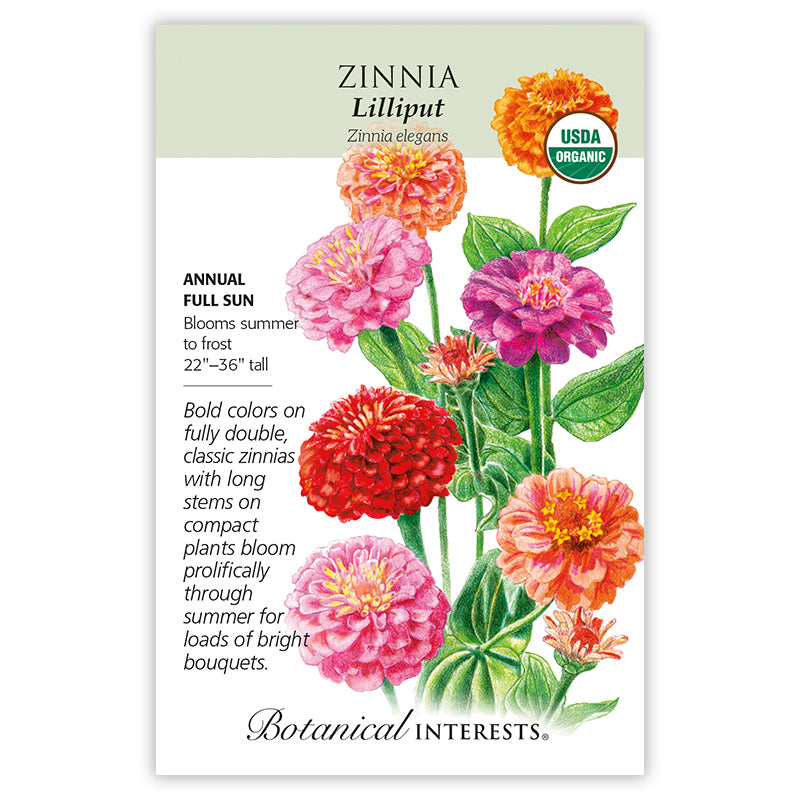 Zinnia, Botanical Interests Lilliput Seeds Organic