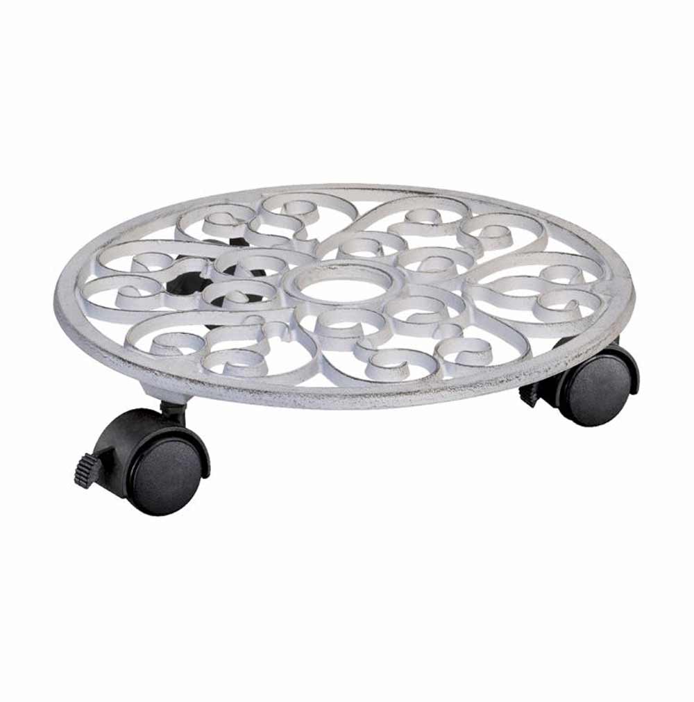 Tierra Derco, Plant Caddy, White, Cast Iron