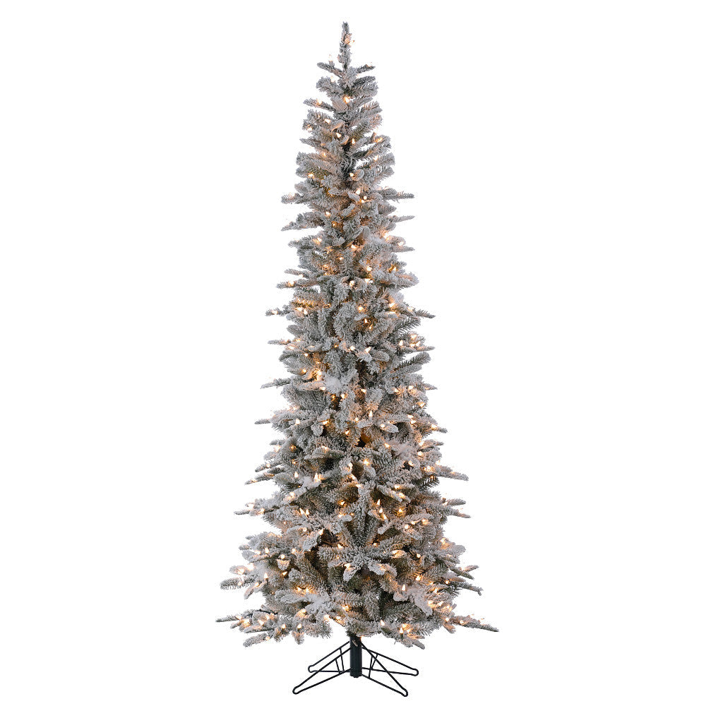 Snowcrest Pencil 7.5ft Flock Tree, Clear