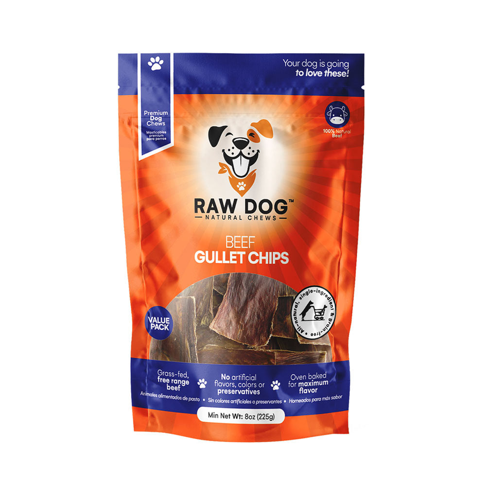 Raw Dog Natural Chews, Beef Gullet Chips, 8 oz.