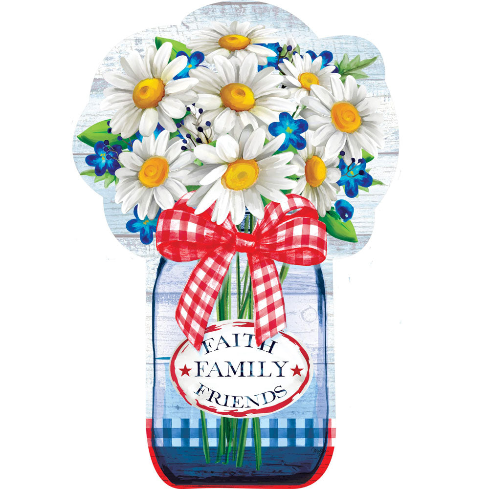 Custom Decor, Red Gingham Daisy Hang Around