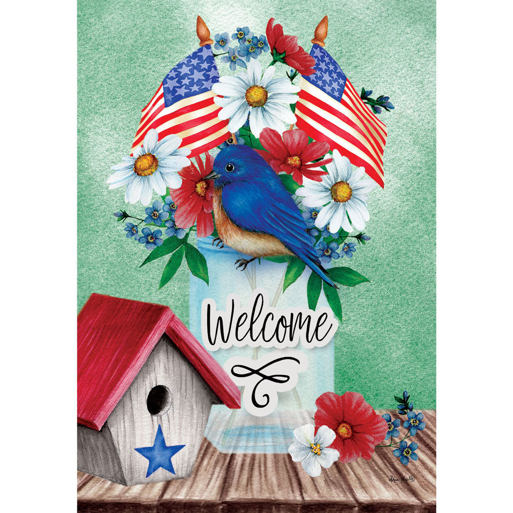 Custom Decor, Bluebird & Flags Flag
