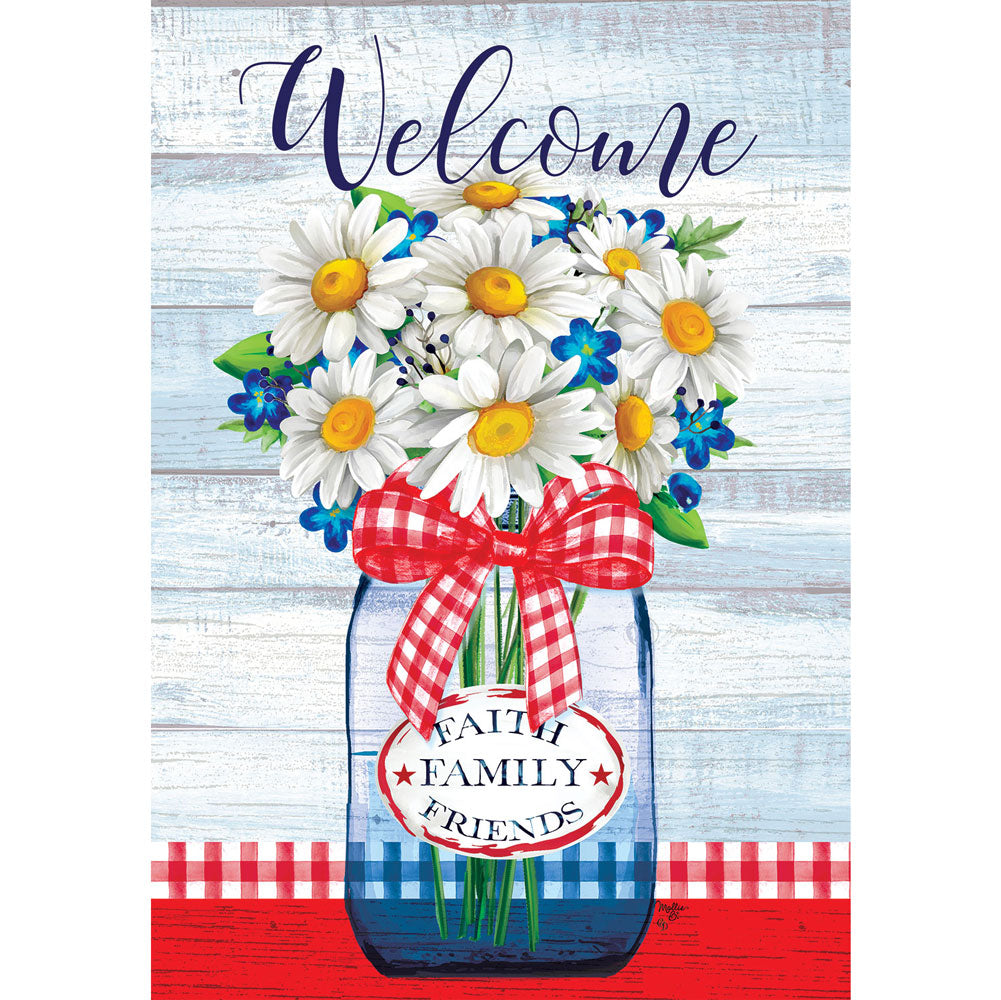 Custom Decor, Red Gingham Daisy Flag