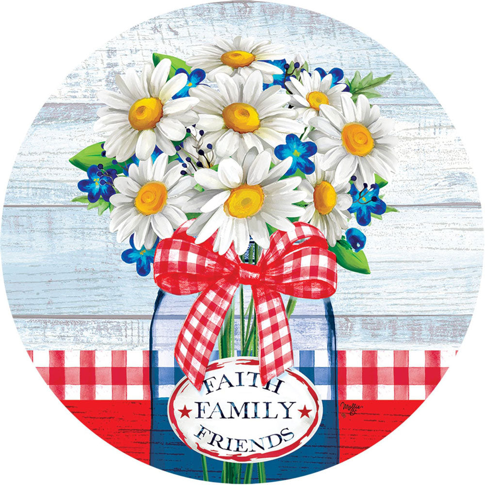 Custom Decor, Red Gingham Daisy, Accent Magnet