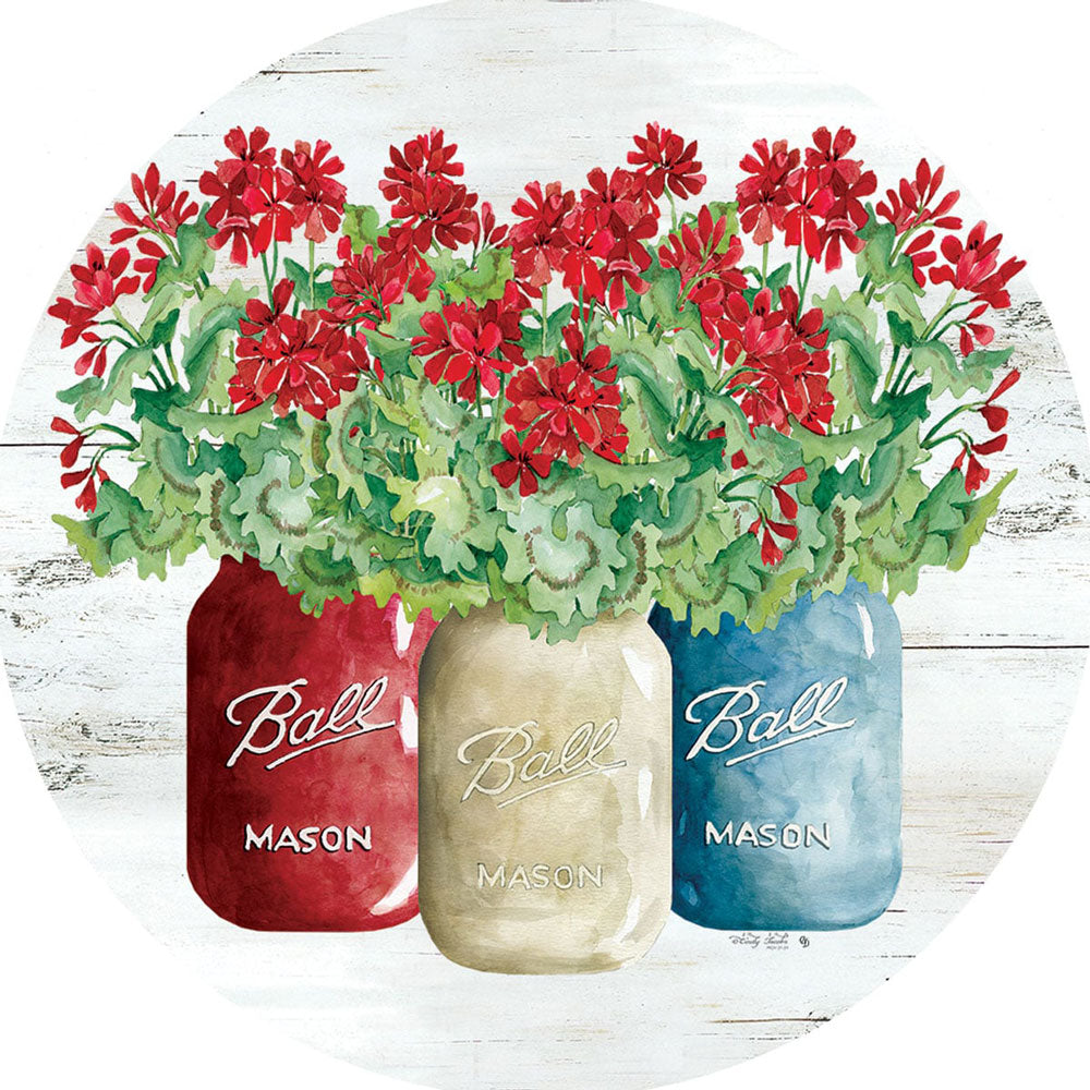 Custom Decor, Patriotic Geraniums, Accent Magnet