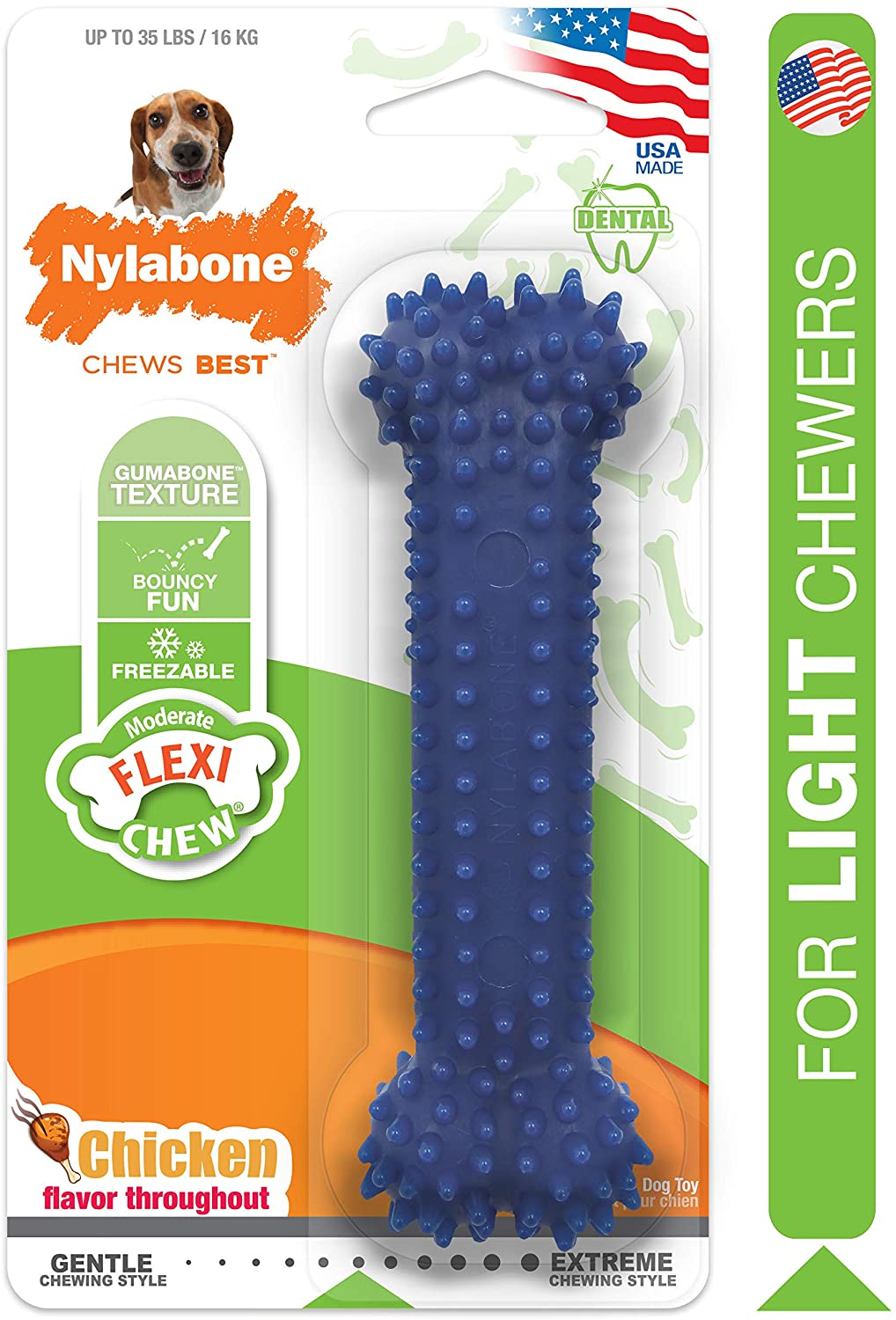 Nylabone Moderate Chew FlexiChew Dental Chew Toy, Wolf Size