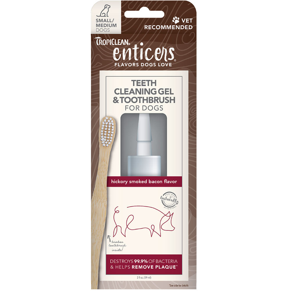 Tropiclean, Enticers, Teeth Gel Bacon w/ Toothbrush, 2 oz.