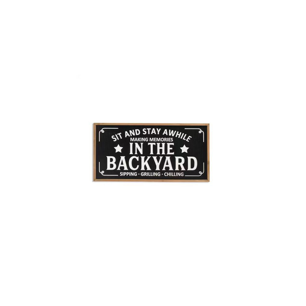 Gerson, Backyard Engraved Wooden Wall Sign, 31.5", Assorted & Sold Separately