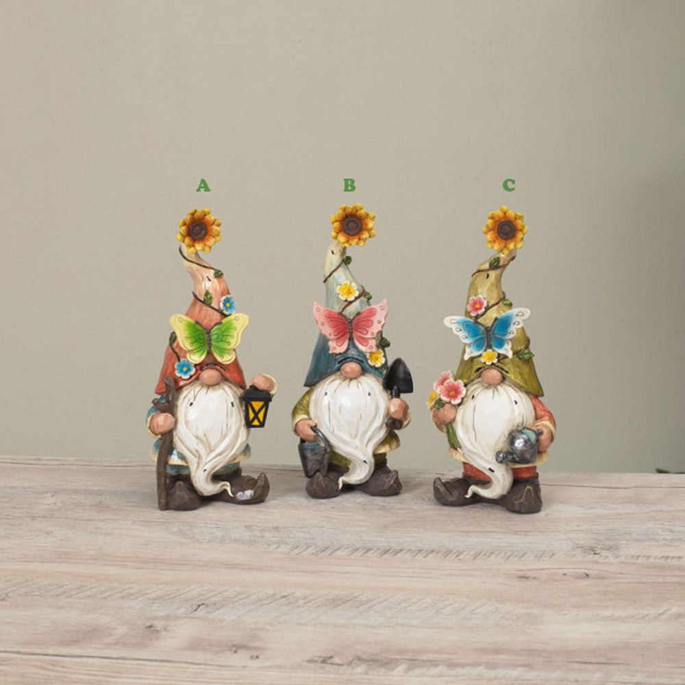 Gerson, Gnome Figure W/Butterfly, 10", Assorted & Sold Separately