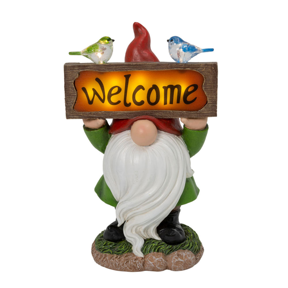 Gerson, Solar Gnome Holding Welcome Sign