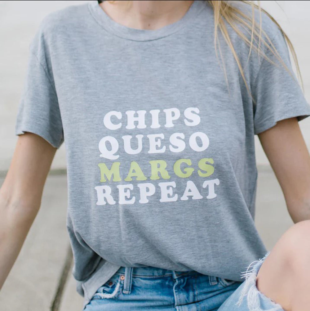 Mary Square, "Chips Queso.." T-Shirt, Gray