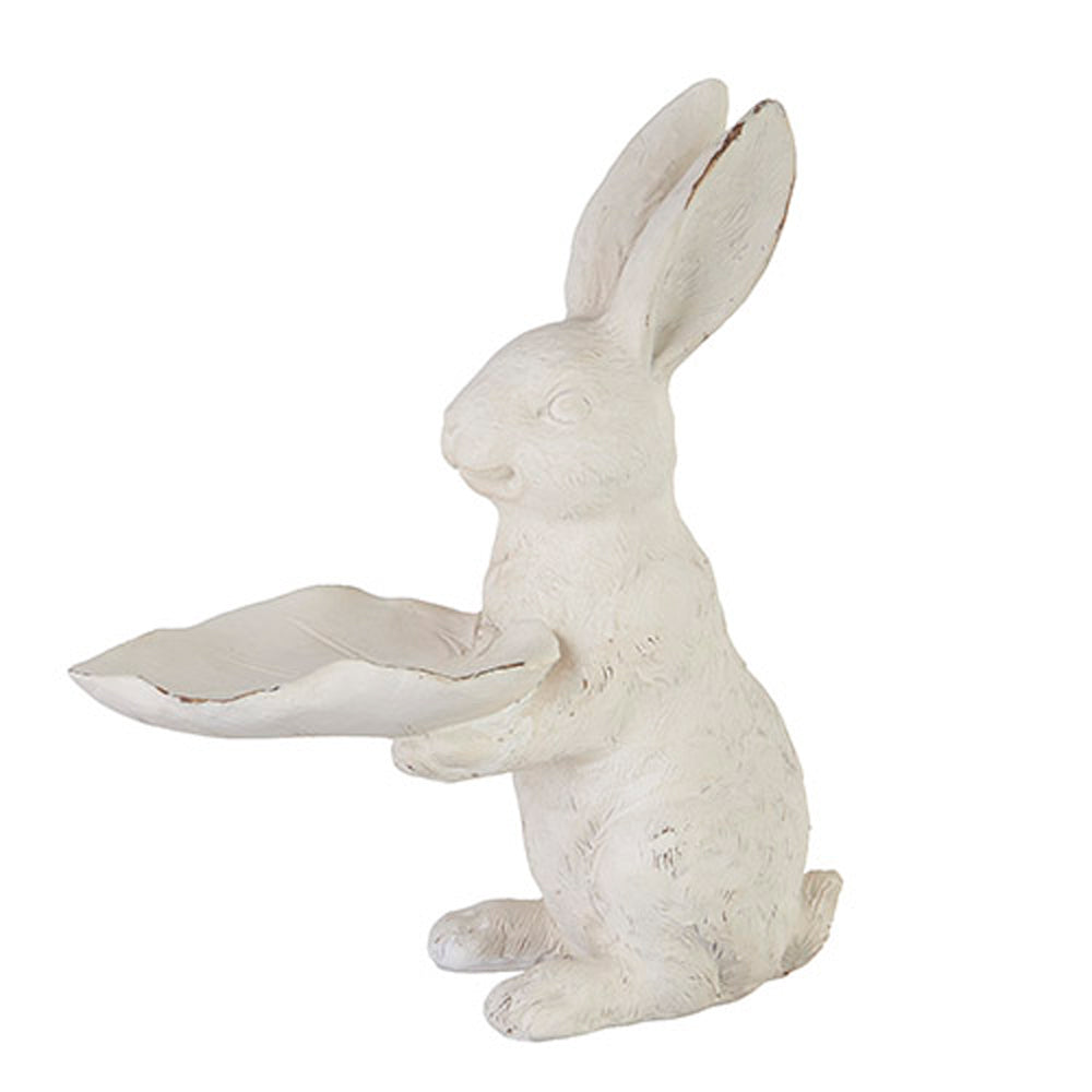 Raz, Bunny w/Leaf Tray, 9.75"
